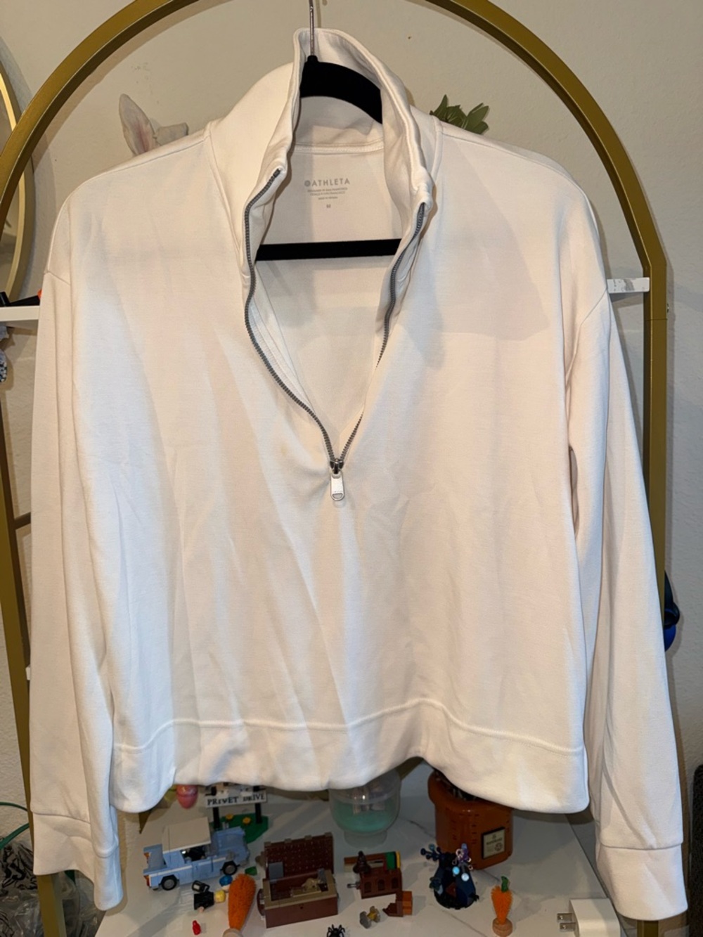 Athleta White Zip-Up Pullover